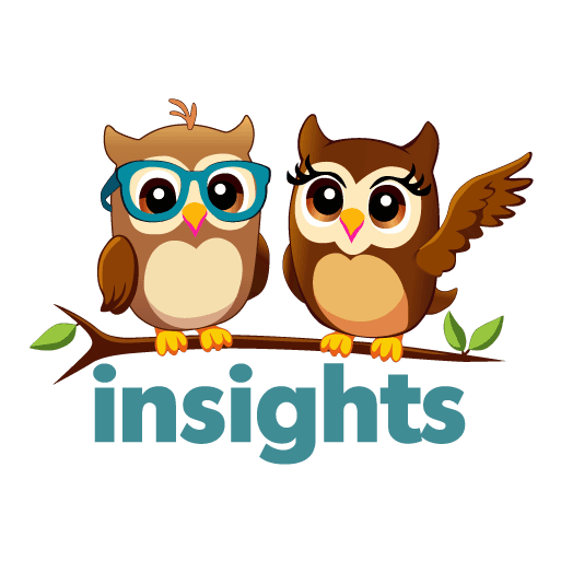 Insights — two owls perched on a branch above the Insights wordmark